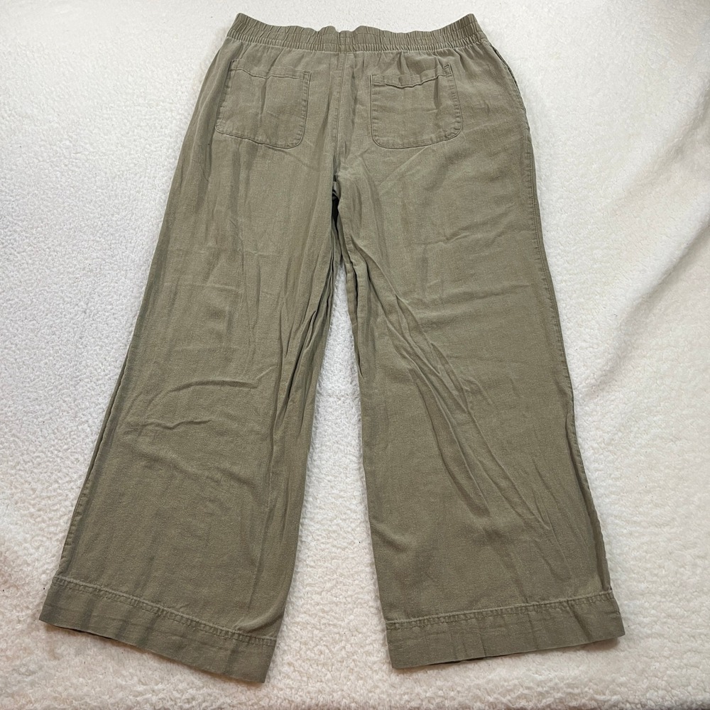Old Navy Pants Womens L Green Kombu Linen Blend High Rise Wide Leg Comfort Waist - Picture 9 of 10